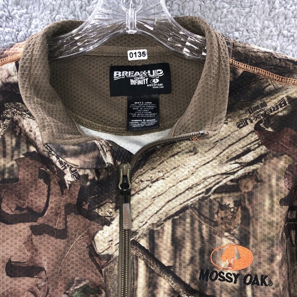 Mossy Oak Break-Up Infinity Mens Green Camo Outdoors Half Zip Jacket Shirt Large - Picture 5 of 16